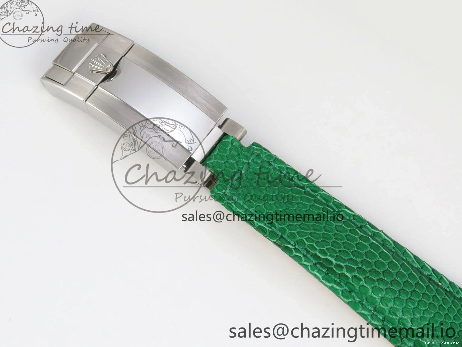 Good Copy Rolex Watches Diamonds Green MPF 40mm Bezel Green Leather 326 Custom Strap Dial FreshLook Modded Daytona on SA 0110